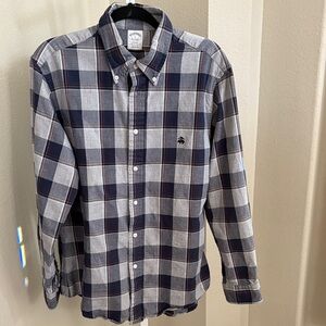 Brooks Brothers Navy and Gray Plaid Button-Down Shirt